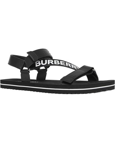 Burberry Leather Logo-strap Sandals - Black