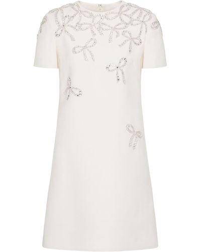 Valentino Garavani Wool-silk Bow-detail Mini Dress - White