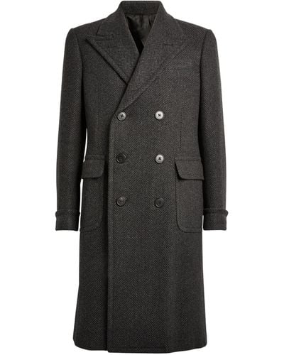 Ralph Lauren Purple Label Cashmere Herringbone Overcoat - Black
