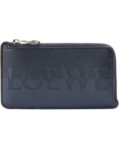 Loewe Leather Signature Coin Card Holder - Blue