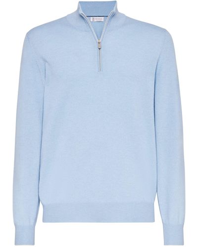 Brunello Cucinelli Cashmere Half-zip Sweater - Blue