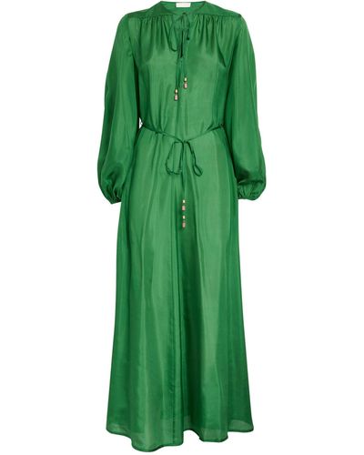 Zimmermann Organic Silk Junie Billow Maxi Dress - Green