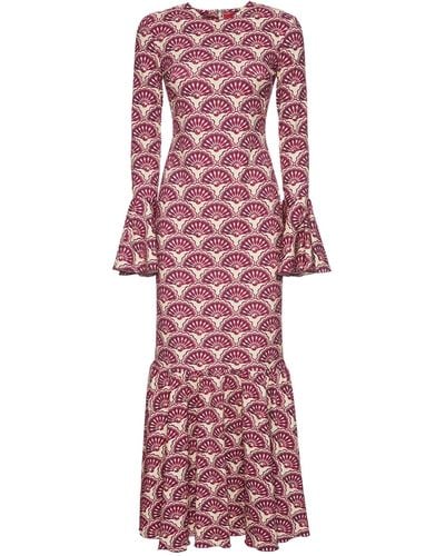 La DoubleJ Printed Alba Maxi Dress - Red