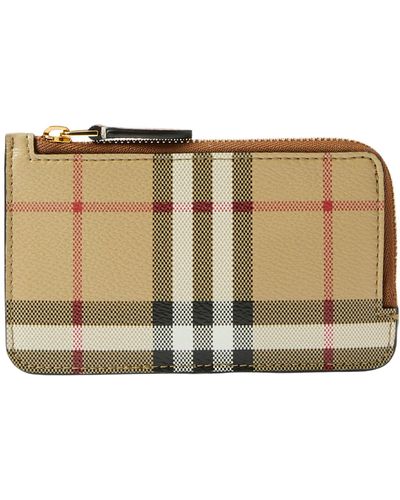 Burberry Check Zipped Card Holder - Natural