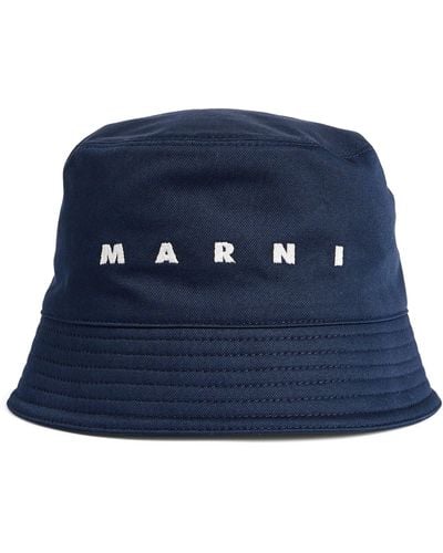Marni Cotton Logo Bucket Hat - Blue