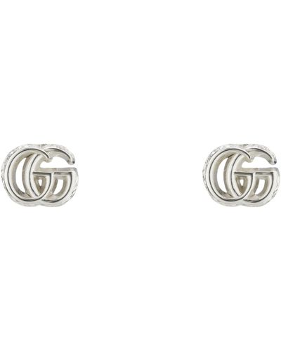Gucci Sterling Silver Gg Marmont Earrings - White