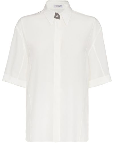 Brunello Cucinelli Silk Short-sleeve Shirt - White