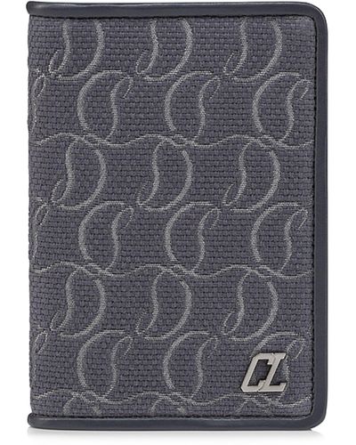 Christian Louboutin Sifnos Brand-plaque Cotton-canvas Card Holder - Grey