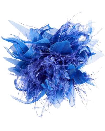 Marina Rinaldi Feather-trim Brooch - Blue