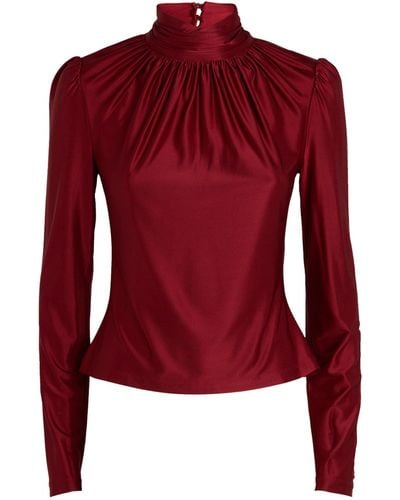 Rabanne Satin Ruched Top - Red