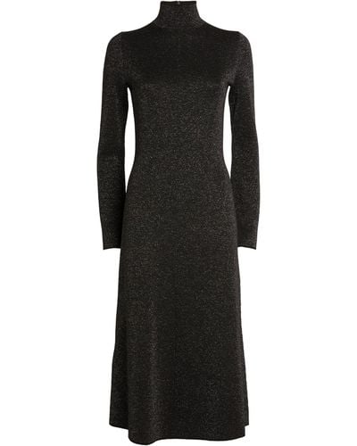 JOSEPH Metallic Lurex Midi Dress - Black