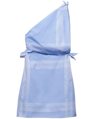 Prada Cotton Check Mini Dress - Blue