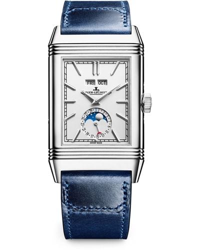 Jaeger-lecoultre Stainless Steel Reverso Tribute Duoface Calendar Watch 29.9mm - Blue