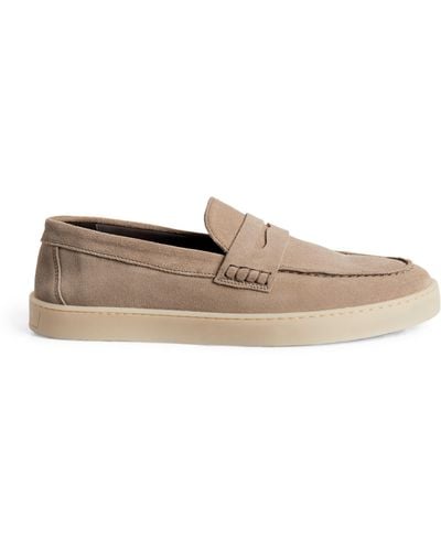 Canali Suede Driver Loafers - Natural