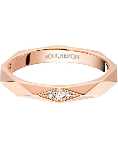 Boucheron Pink Gold And Diamond Facette Wedding Band - Brown