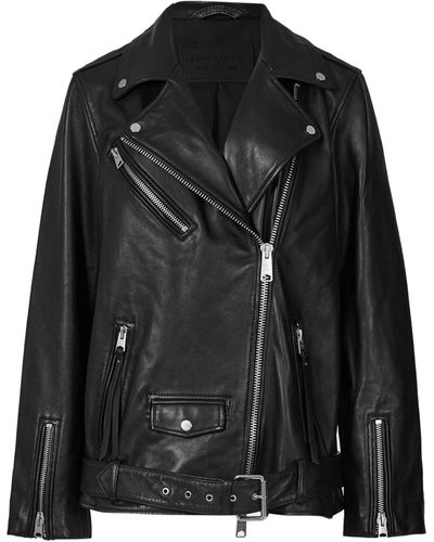 AllSaints Leather Billie Biker Jacket - Black
