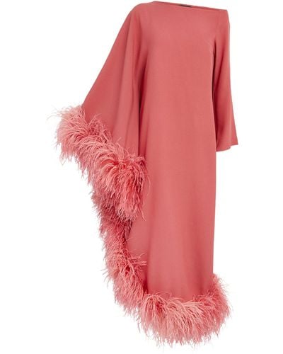 ‎Taller Marmo Feather-trim Ubud Extravaganza Dress - Pink