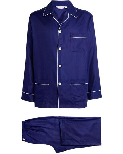 Derek Rose Classic Pajama Set - Blue