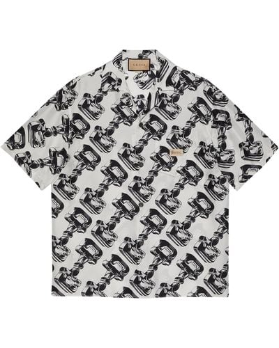 Gucci Silk 3d Horsebit Shirt - Grey