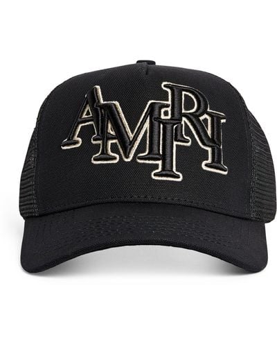 Amiri Embroidered Staggered Logo Trucker Cap - Black
