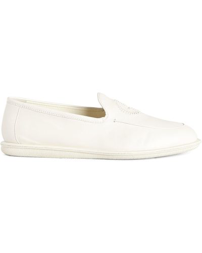 Giorgio Armani Leather Logo Loafers - White