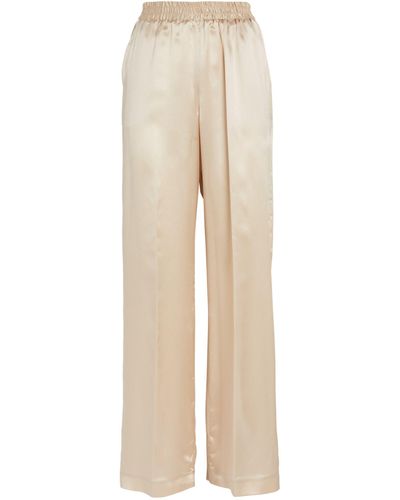 Eleventy Silk Wide-leg Elasticated-waist Pants - Natural