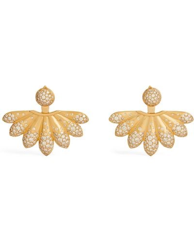 Nada Ghazal Yellow Gold And Diamond Doors Of Opportunity Large Lotus Earrings - Metallic