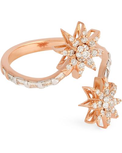 BeeGoddess Rose Gold And Diamond Star Light Venus Star Ring (size 54) - White