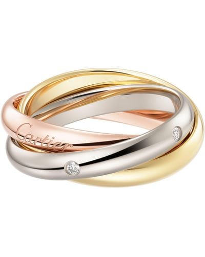Cartier Medium White, Yellow, Rose Gold And Diamond Trinity Ring - Metallic