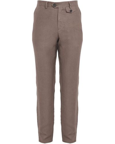 Oliver Spencer Linen Tapered Oakes Trousers - Grey