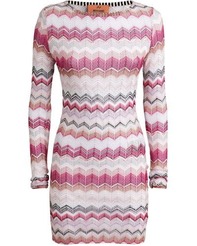 Missoni Knitted Wave Mini Dress - Pink