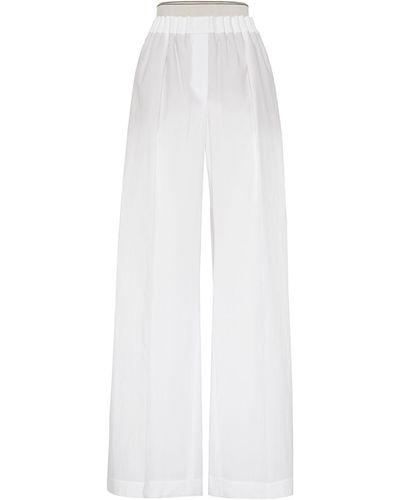 Brunello Cucinelli Cotton Poplin Wide-leg Trousers - White