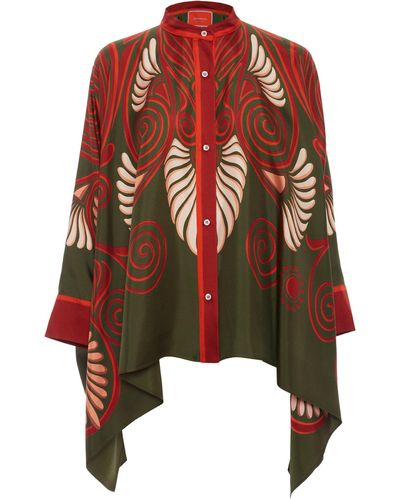 La DoubleJ Silk Printed Foulard Shirt - Red