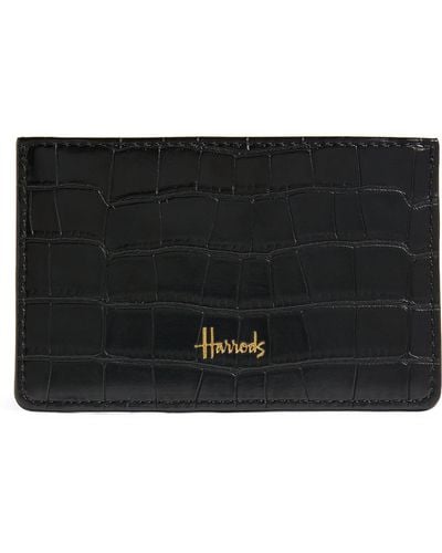 Harrods Croc-embossed Oxford Card Holder - Black