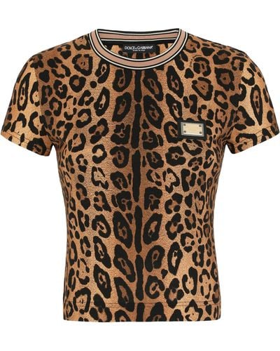 Dolce & Gabbana Cotton Leopard Print T-shirt - Brown
