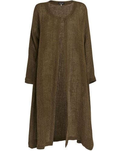 Eskandar Linen-blend Woven Cardigan - Green