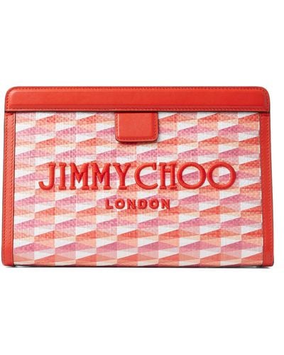 Jimmy Choo Diamond-weave Avenue Pouch - Red