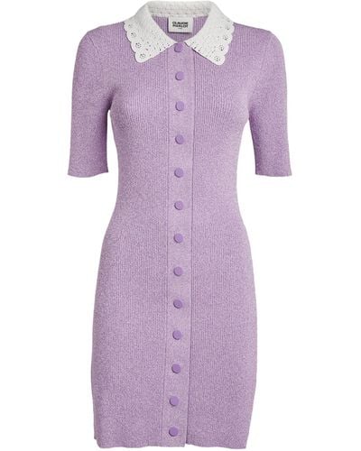 Claudie Pierlot Knit Crochet-collar Mini Dress - Purple