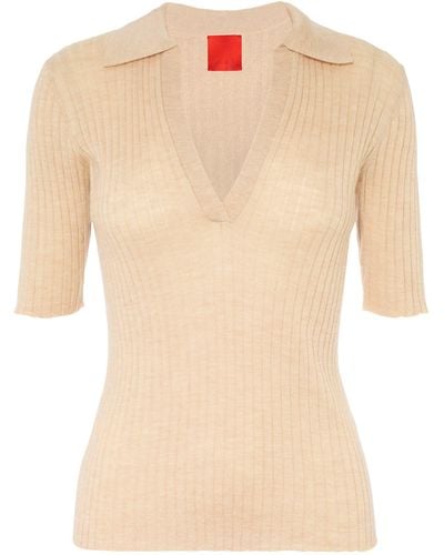 Cashmere In Love Cashmere-wool Summer Polo Shirt - Natural