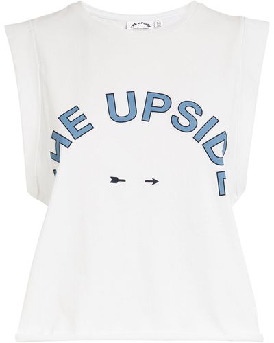 The Upside Cropped Muscle Tank Top - White