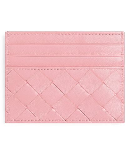 Bottega Veneta Leather Intrecciato Card Holder - Pink