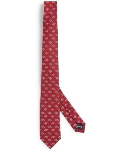 Giorgio Armani Mulberry Silk-cotton Turtle Tie - Red