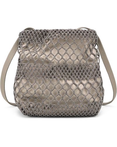 Brunello Cucinelli Precious Net Bucket Bag - Grey