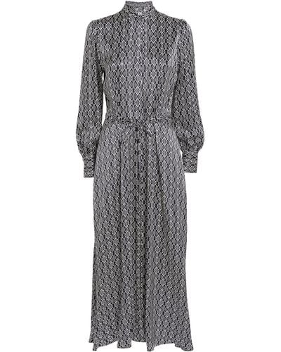 Kiton Silk Printed Midi Dress - Gray