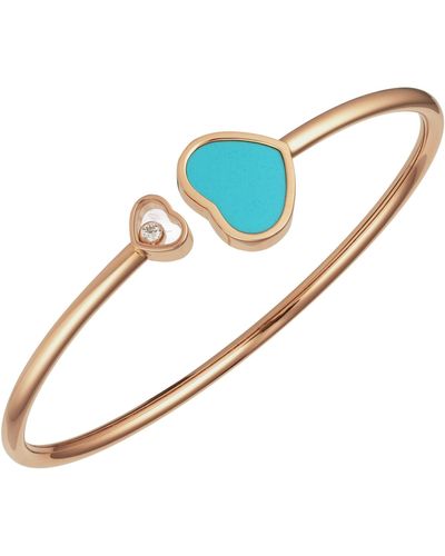 Chopard Rose Gold And Diamond Happy Hearts Bangle - Blue