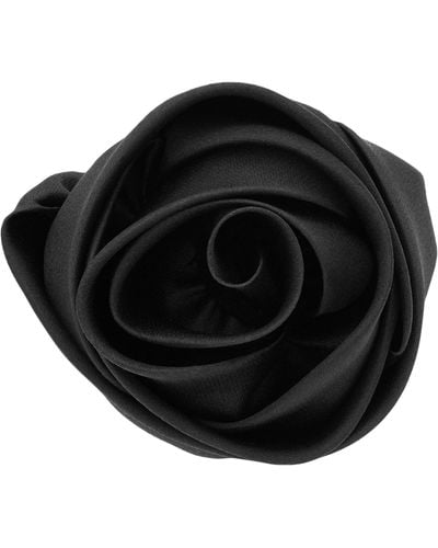 Saint Laurent Silk Organza Rose Brooch - Black