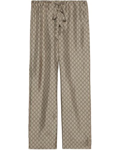 Gucci Silk Gg Supreme Trousers - Grey