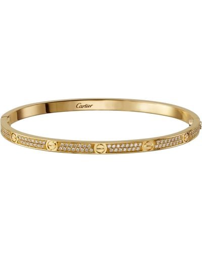 Cartier Small Yellow Gold And Diamond-paved Love Bracelet - Natural
