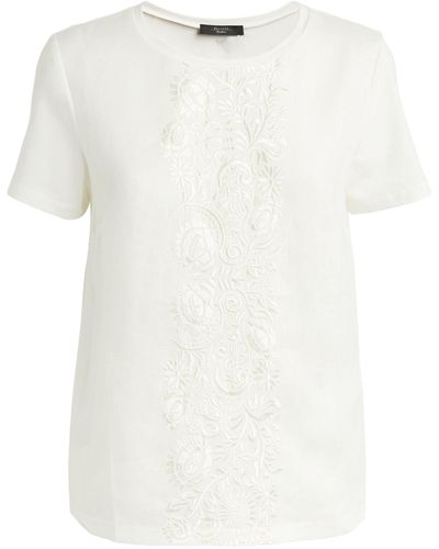 Weekend by Maxmara Jersey-linen Embroidered Magno T-shirt - White