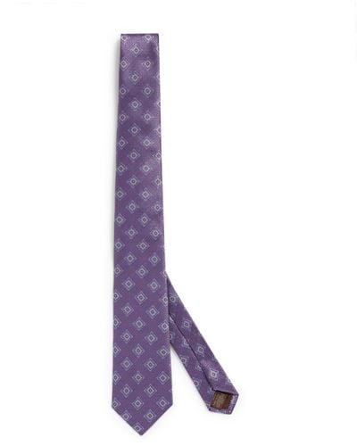 Canali Silk Patterned Tie - Purple
